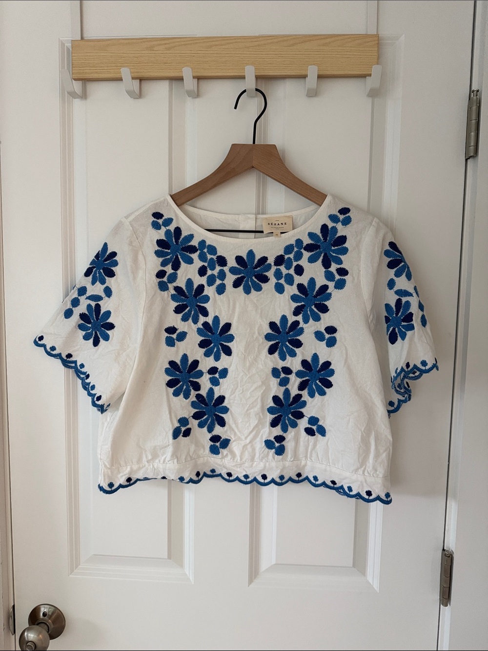 Sezane Enaline Blouse Blue Bouquet Print - Size 10